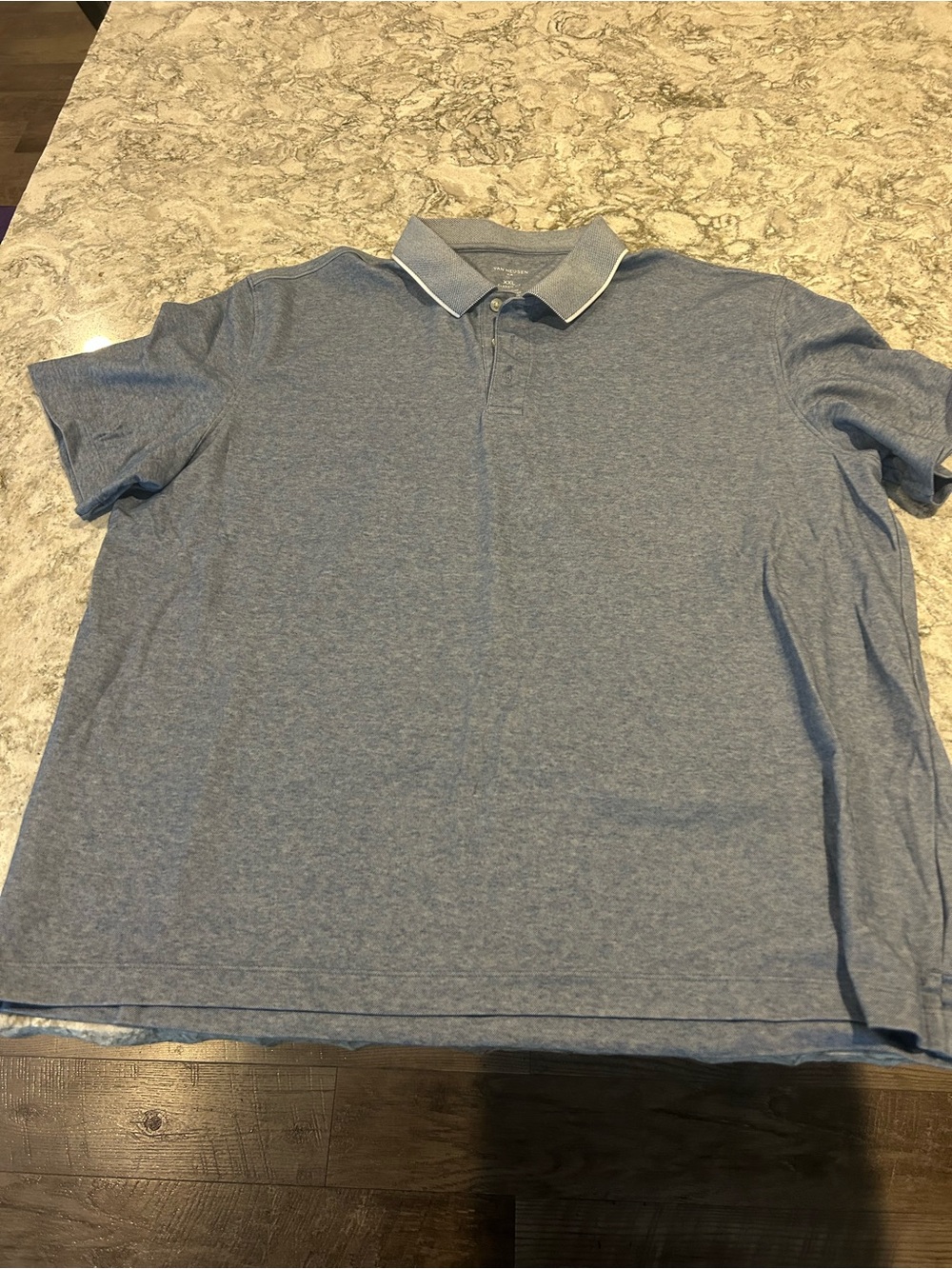 Van Heusen Light Blue Heather Polo with Contrast Collar